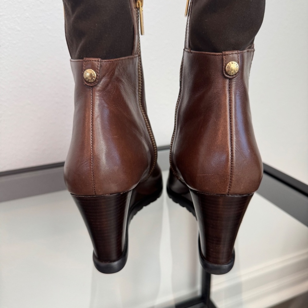 MICHAEL KORS Aileen Brown LeatherWedge Bootie Size 8 - Picture 5 of 15